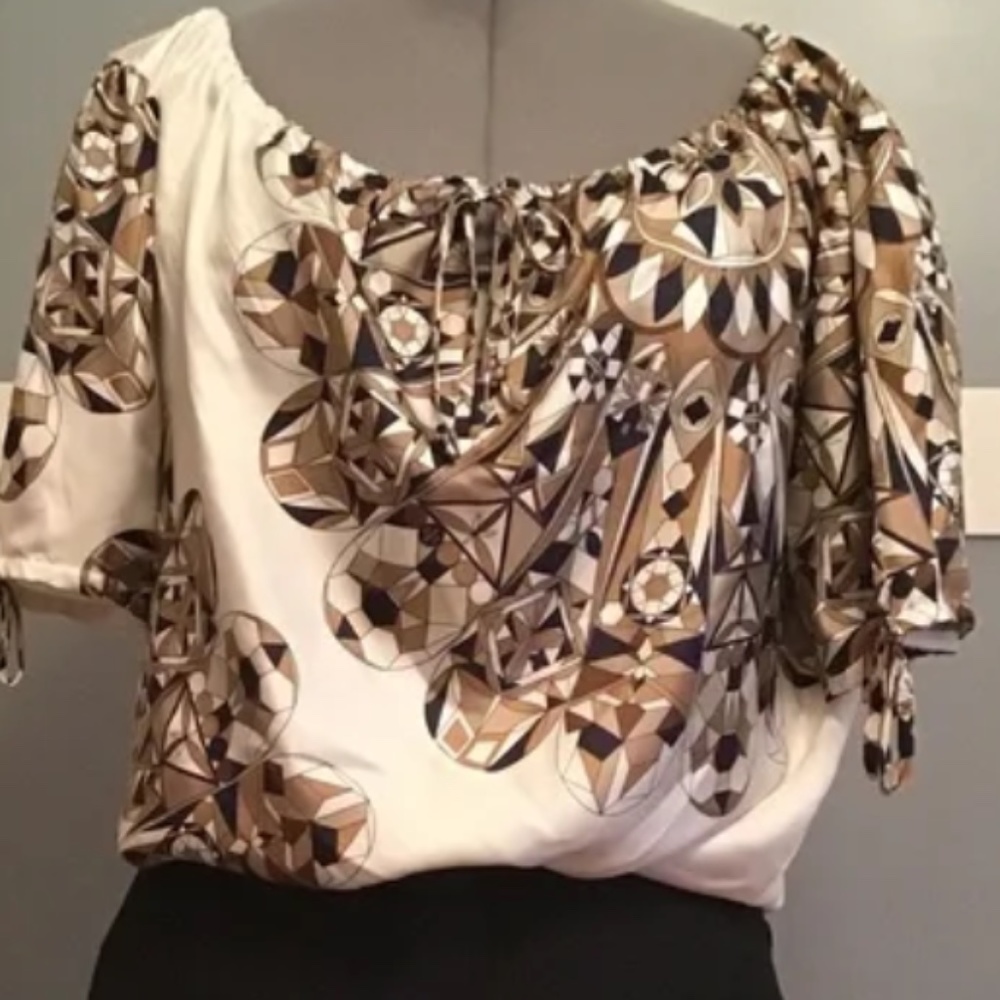 TORY BURCH Blouse Size M Printed 100%Silk